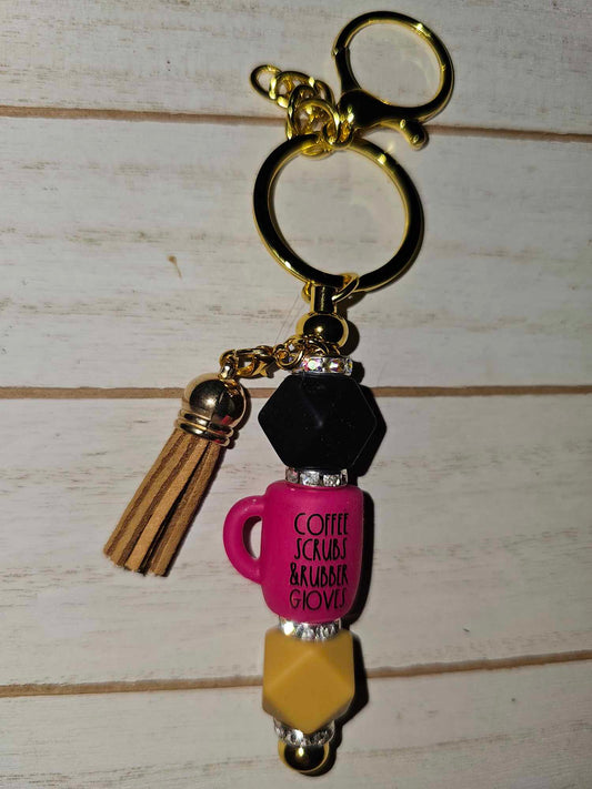 Pink Scrub Mug Medical Keychain